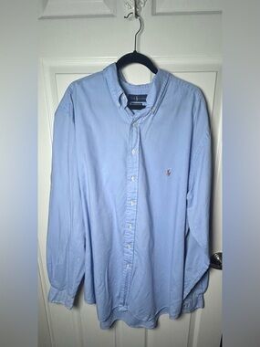 Polo by Ralph Lauren Light Blue Button-Down Oxford Shirt Size 2XT with flaw